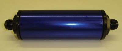 Precision Racing Components - PRC 4710BL Inline Aluminum Fuel Filter 6" x 2" Blue -10AN
